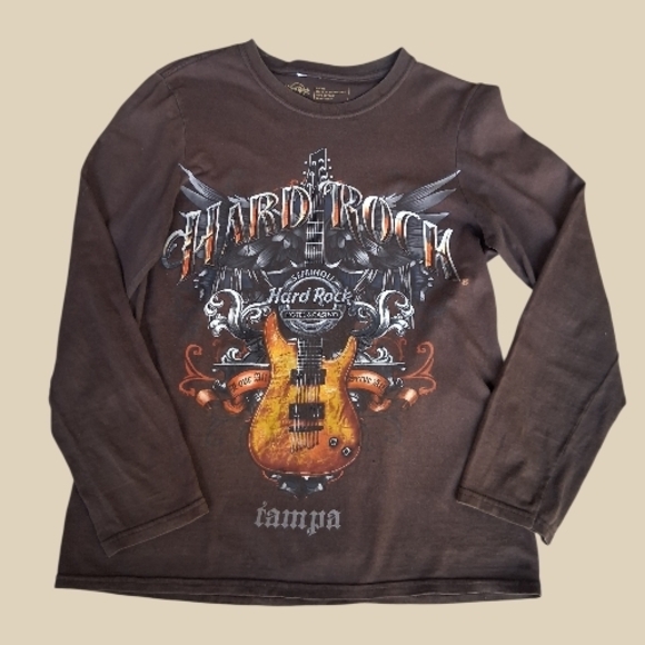 Hard Rock Cafe Dark Brown Guitar Graphic Long Sleeve Tee - Picture 2 of 3